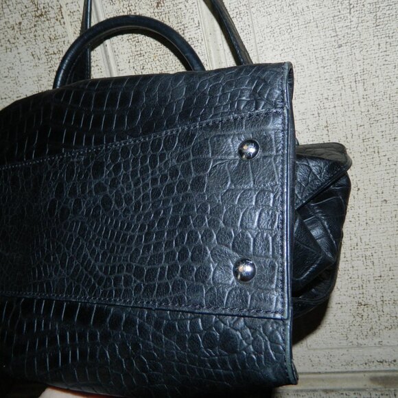 Michael Kors Black Faux Crocodile Embossed Print Handbag Purse - Picture 11 of 11